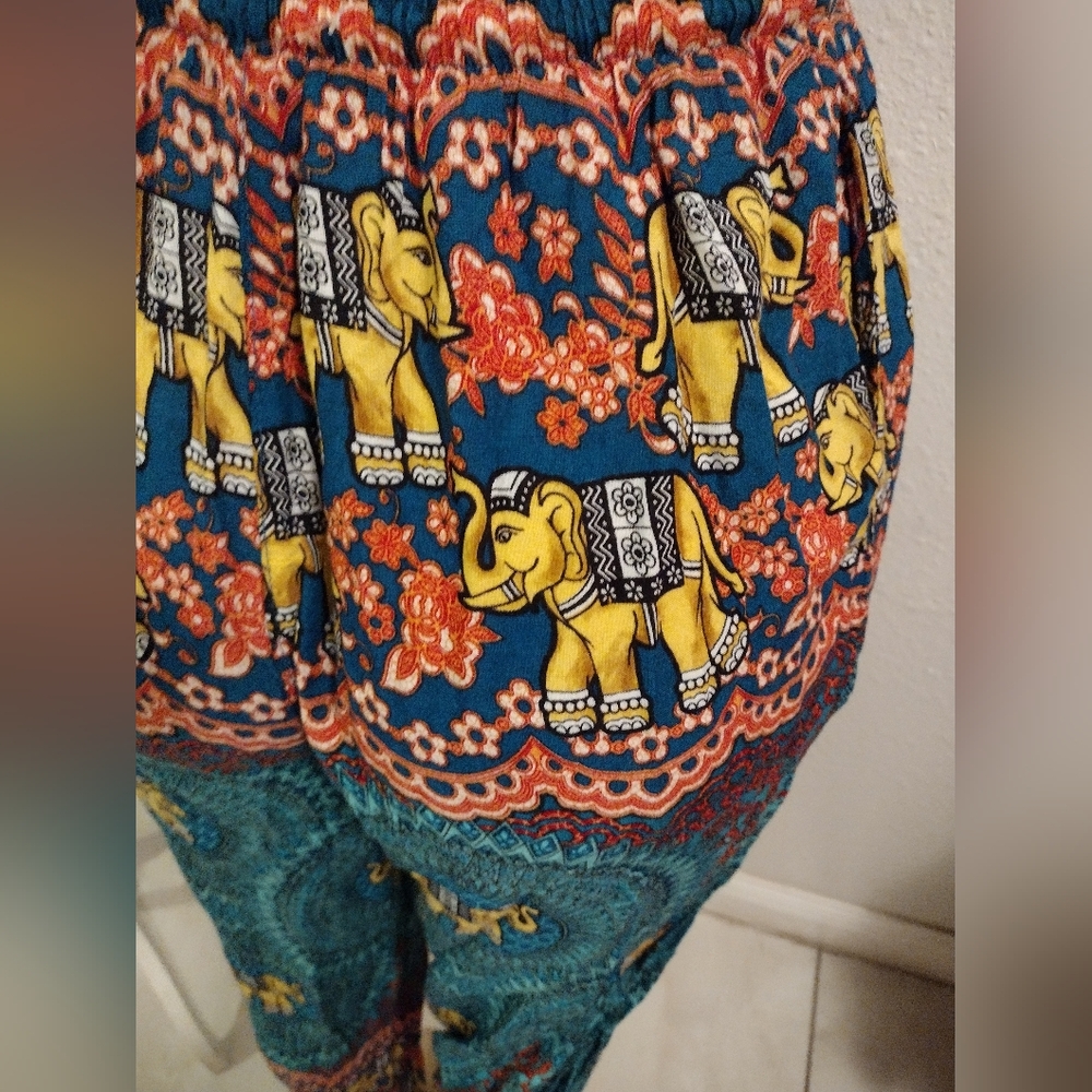 Bohemian Elephant Floral Mandala Print Pants - Picture 3 of 3